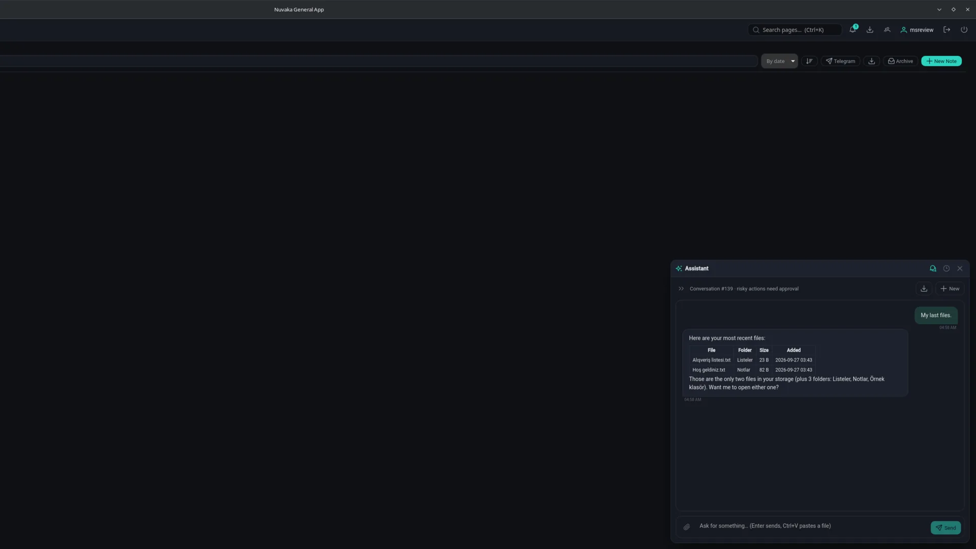 Nuvaka AI assistant: a chat that works on your files